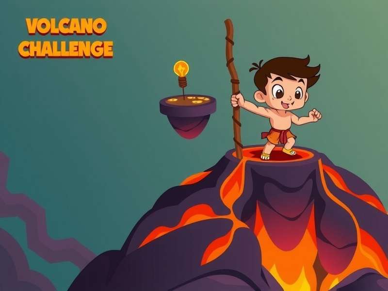 Platforming challenge in Chhota Bheem Volcano Challenge Chhota Bheem jumping over lava
